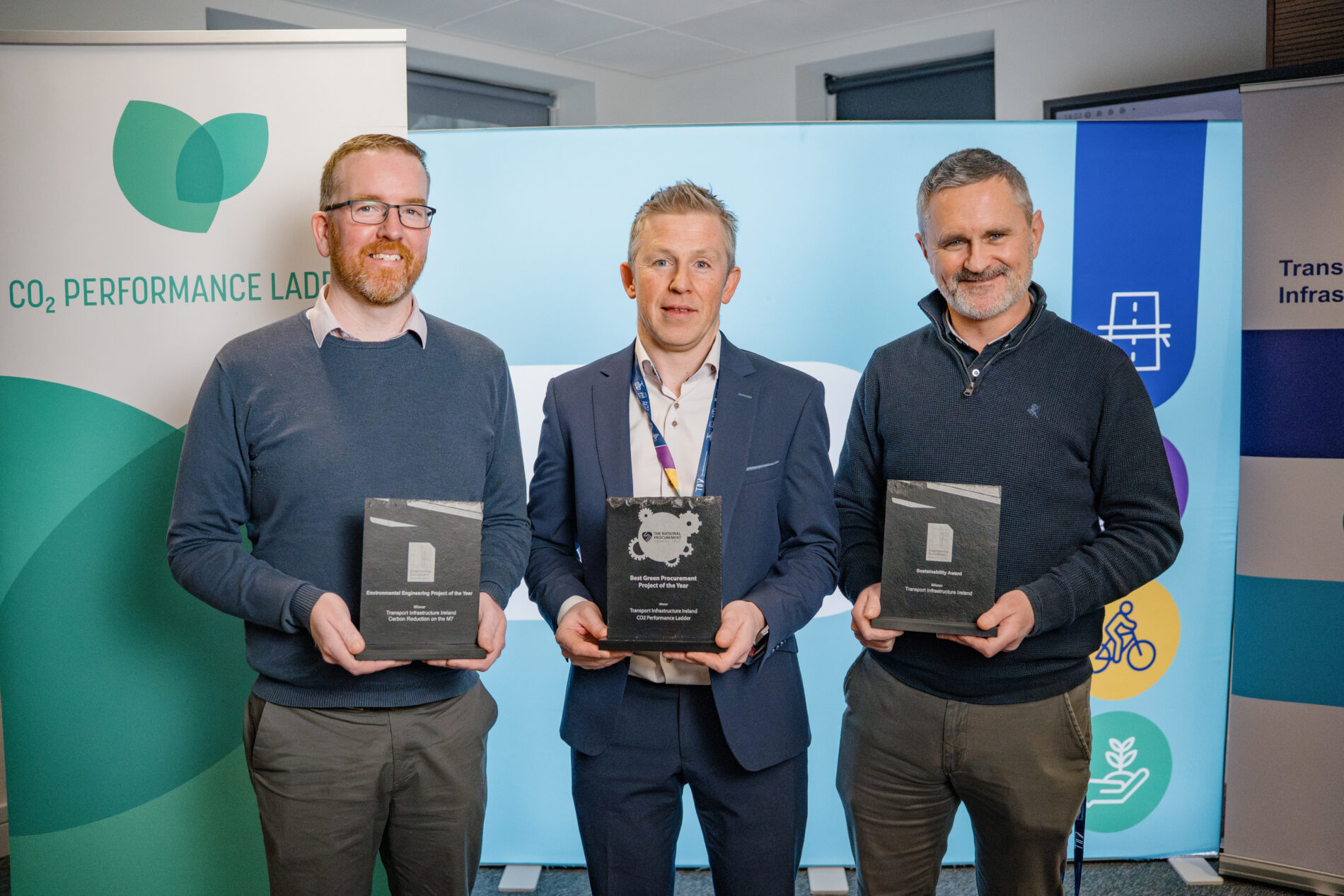 rom L to R: PJ Hourigan (Asset Management Engineer, TII), Paul Farrelly ( Head of Procurement, TII) and Stephen Smyth (Senior Manager – Pavement Asset Management Programme & Winter Services, TII)